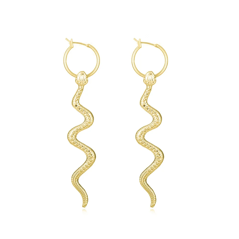 

Exaggerated Punk Snake Shape Dangle Earrings Gold Color for Women Hip Hop Gothic Style Jewelry Accessories Girl Friendship Gift