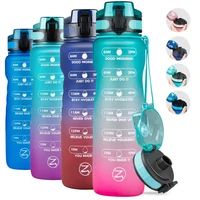 1l water bottle with time marker leakproof fitness jugs large capacity portable travel cup sports gym tumbler reminder to drink