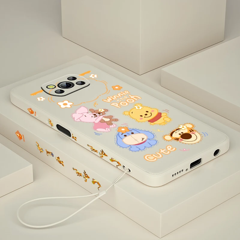 

Disney Winnie the Pooh Tigger Phone Case For Xiaomi POCO X3 NFC F3 GT M4 M3 M2 Pro C3 C31 X2 Mix 3 TPU Silicone Liquid Left Rope