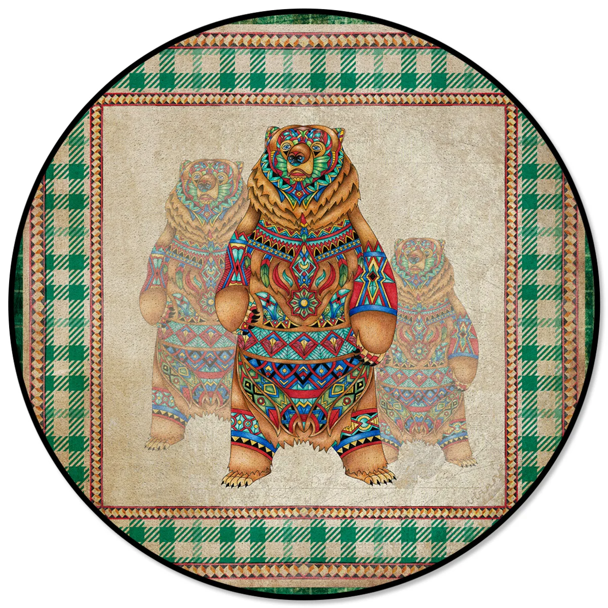 

Lattice Bear Oil Painting Circle Rug Area Rug Large Carpets For Bed Room Rugs And Carpets For Home Living Room Bedroom Decor
