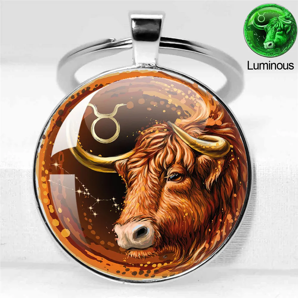 Стеклянный брелок для ключей 12 созвездий цвет в ассортименте