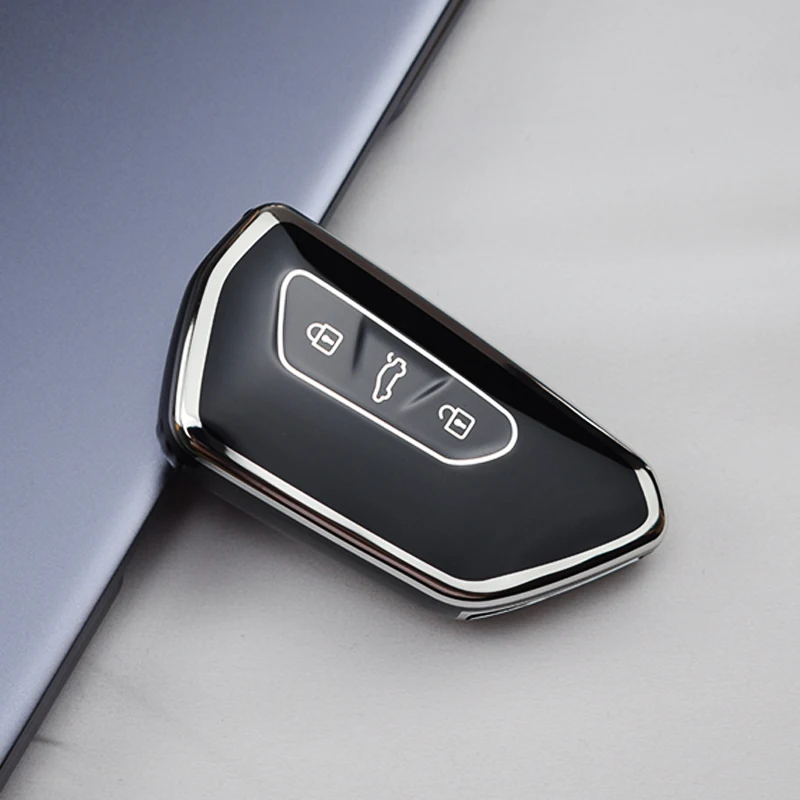 

Чехол для автомобиля VW Volkswagen Golf 8 ID4 crozz ID6X Teramont ID3 Skoda, Модный чехол для автомобильного ключа из ТПУ, защитный чехол 6D с серебристыми краями