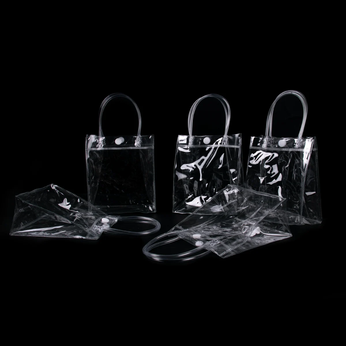 10 шт. прозрачный пластиковый подарочный пакет с ручкой праздничный многоразовая