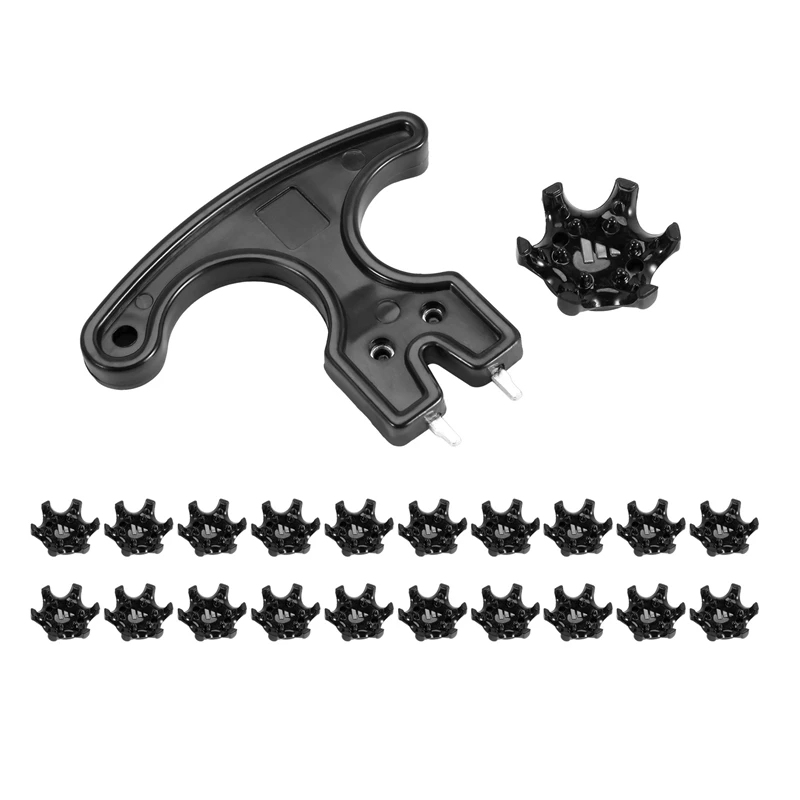 

Easy Replacement Spikes Cleats Golf Shoes Black 20+1Pcs,Universal Anti Skid Golf Shoes, Spike Wrench Pin Shoes Remover
