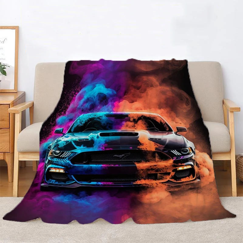 

Одеяла для кровати, декоративное покрывало с рисунком машины Mustang, аниме покрывало, пушистое двойное покрывало, мягкое теплое зимнее одеяло большого размера до колена