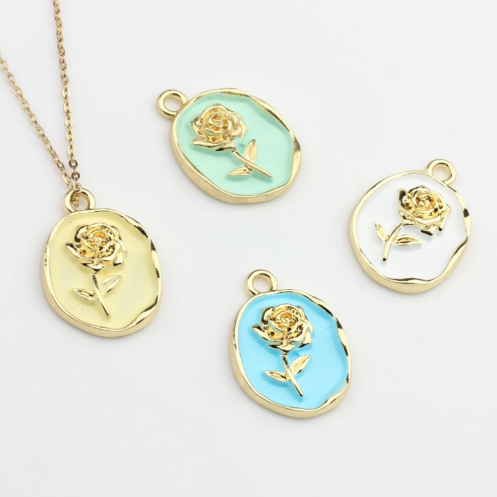 Подвеска из цинкового сплава в виде Розы эмалированные Подвески монет 10 шт./лот