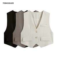 suit vest for women ol solid v neck single breasted pocket blazer vests office ladies waistcoat formal ourterwear