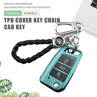 new soft carbon fiber tpu car key case cover for vw volkswagen tiguan golf 7 mk7 polo for skoda kodiaq rapid octavia