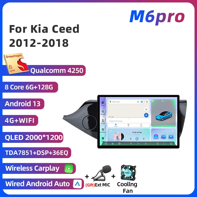 

Мультимедийная магнитола 2DIN на Android, 11,5 дюйма, 4G, видеоплеер для Kia Ceed, Cee 'd 2, JD 2012-2018, GPS-навигация, воспроизведение музыки