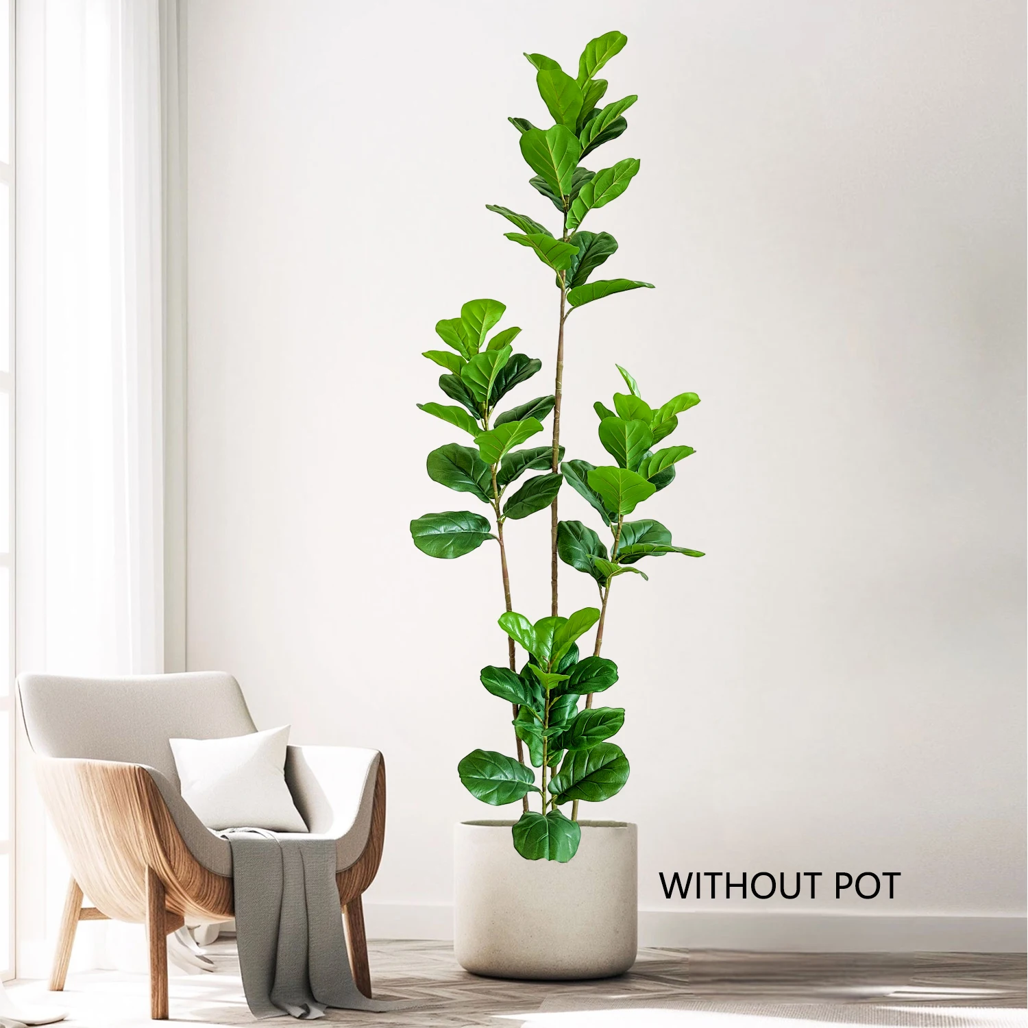 Фото 4-8ft высота искусственный лист скрипки фикус растение искусственный зеленый пластиковый лист реалистичное домашнее искусственное растение дерево для декора домашнего офиса №2