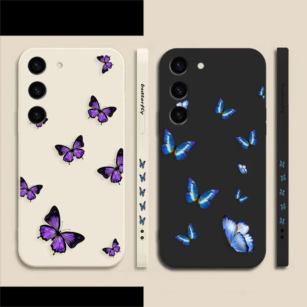 

Fly Glitter Butterfly Phone Case For Samsung Galaxy S23 S22 S21 S20 FE S11 S11E S10 S10E S30 Ultra Plus 4G 5G Colour Liquid Case
