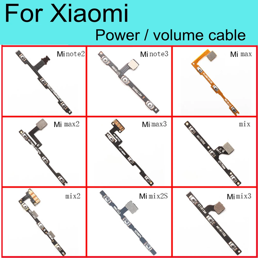 

Power Button On / Off Volume Mute Switch Button Flex Cable For Xiaomi Mi mix 2 3 mix2 mix2S Mix3 Max2 Max3 Note2 note3