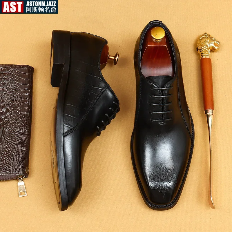 Туфли мужские кожаные ручной работы успешная Деловая и офисная удобная обувь