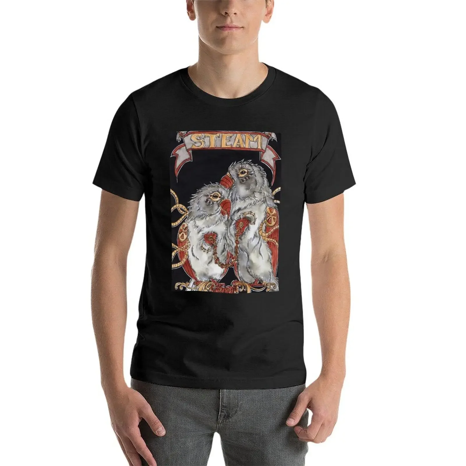 Футболка с попугаями в стиле стимпанк (Таро для влюбленных) рубашка тяжелом весе