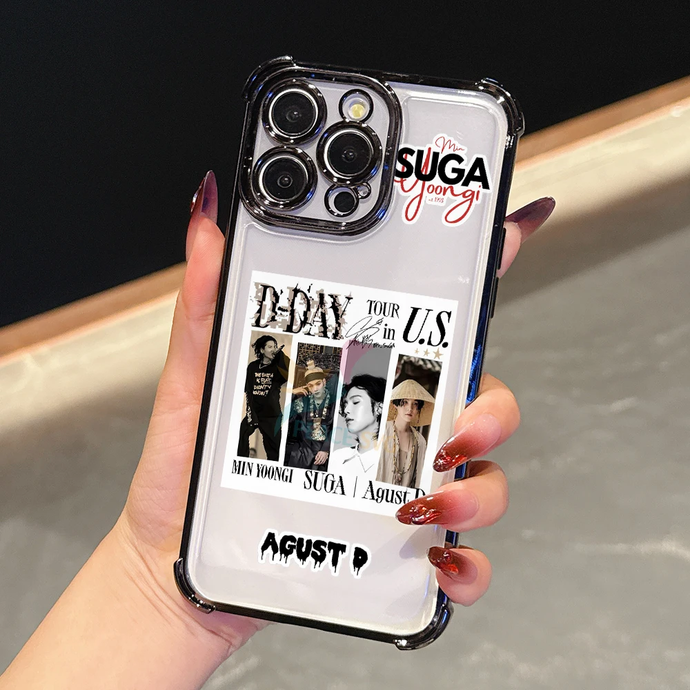 Фото Чехол для телефона S-SUGA A-Agust D для Xiaomi Redmi Note 14 13 12 11 10 9 14C 13C 12C 10C 9C Pro Plus 4G 5G Прозрачный чехол с защитой от падения №3
