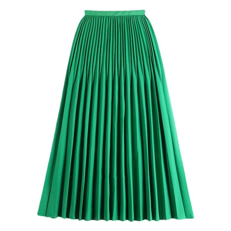 

Женская плиссированная юбка с драпировкой, однотонная модная облегающая юбка средней длины с высокой талией