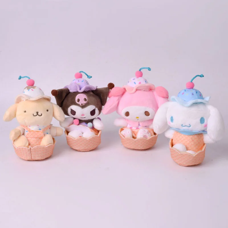 

Новинка Kawaii Sanrio My Melody Kuromi Cinnamoroll мультяшное мороженое конический плюшевый Wanju Творческий фотографический подарок для девочек на день рождения
