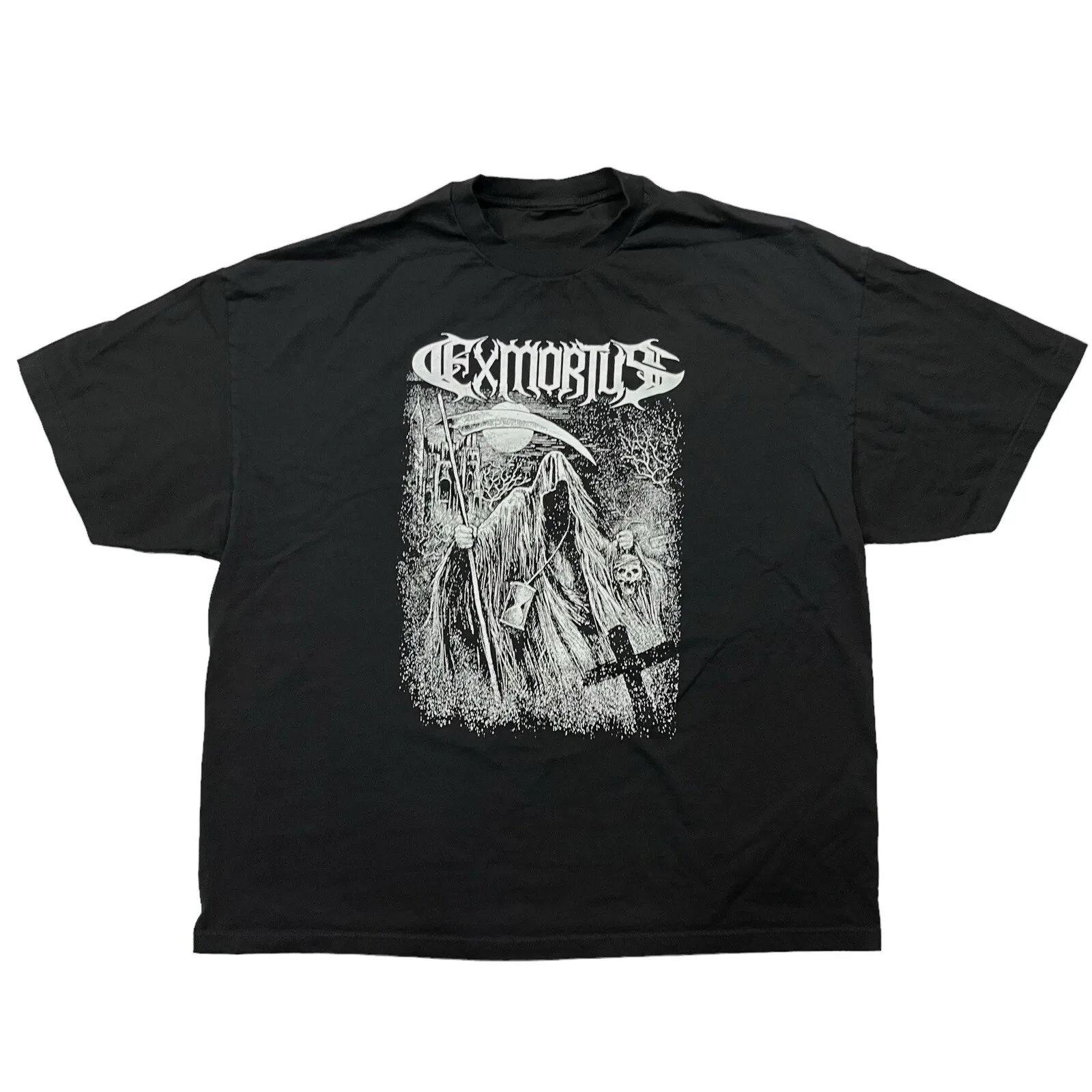 Фото Винтажная футболка с графическим принтом EXMORTUS Grim Reaper, размер 3XL? Тур группы Heavy Metal Band №1