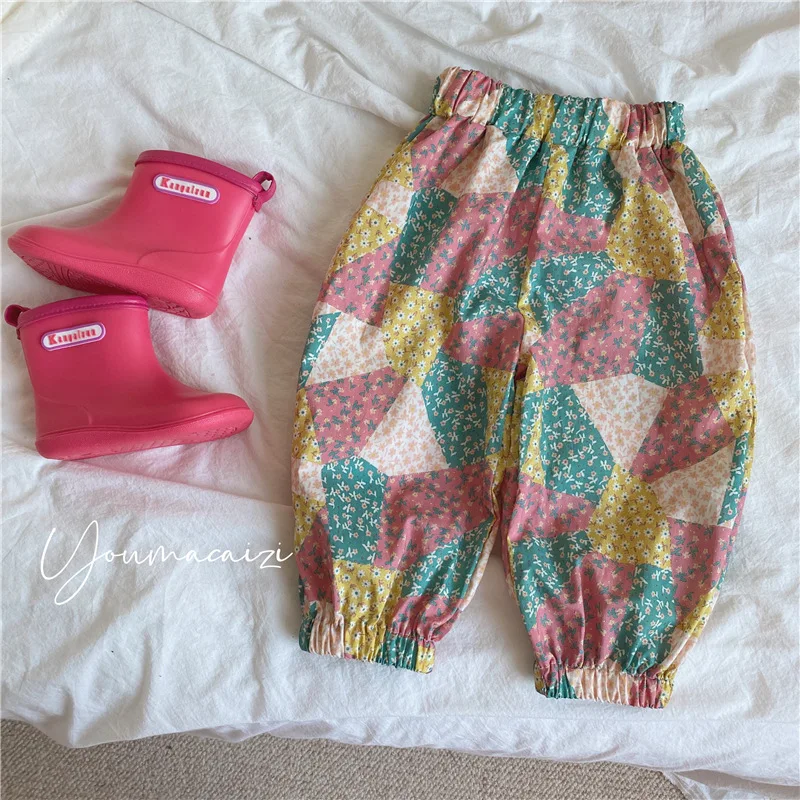 

Children's Korean Floral Foot Pants 2022 Spring New Boys Girls Loose Casual Trousers