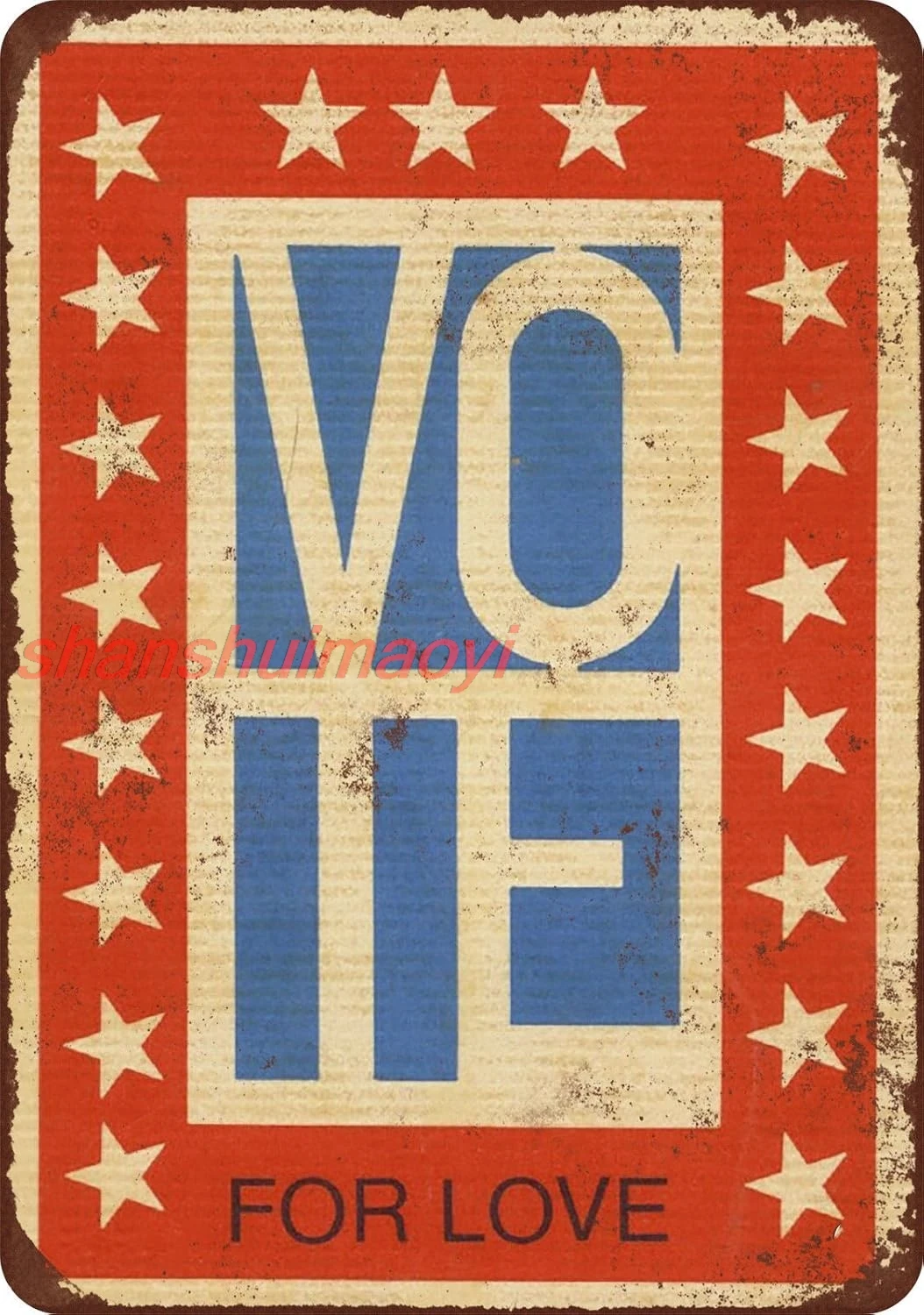 Металлическая табличка Kraze 1972 Vote for Love