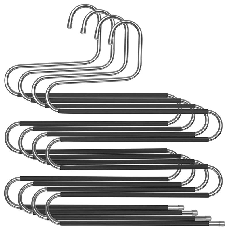 

4Pcs Multifunctional Pants Non-Slip Seamless Hanger S-Type 5-Layer Trouser Rack Wardrobe Storage Trouser Rack
