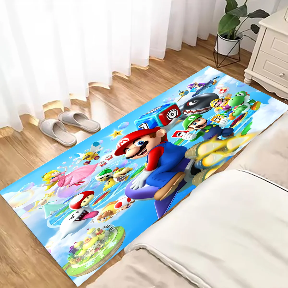 Фото Игровой ковер с рисунком S-Super M-Mario Bros, ковер для гостиной, детской спальни, дивана, кухни, декор для прихожей, детские нескользящие коврики №1
