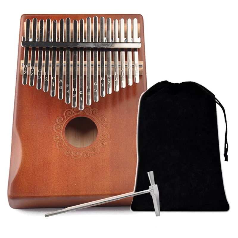 

High Quality Wood Kalimba 17 Keys Thumb Piano Body Musical Instrument Gift With Learning Book Tune Hammer For Kids Teen Beginner