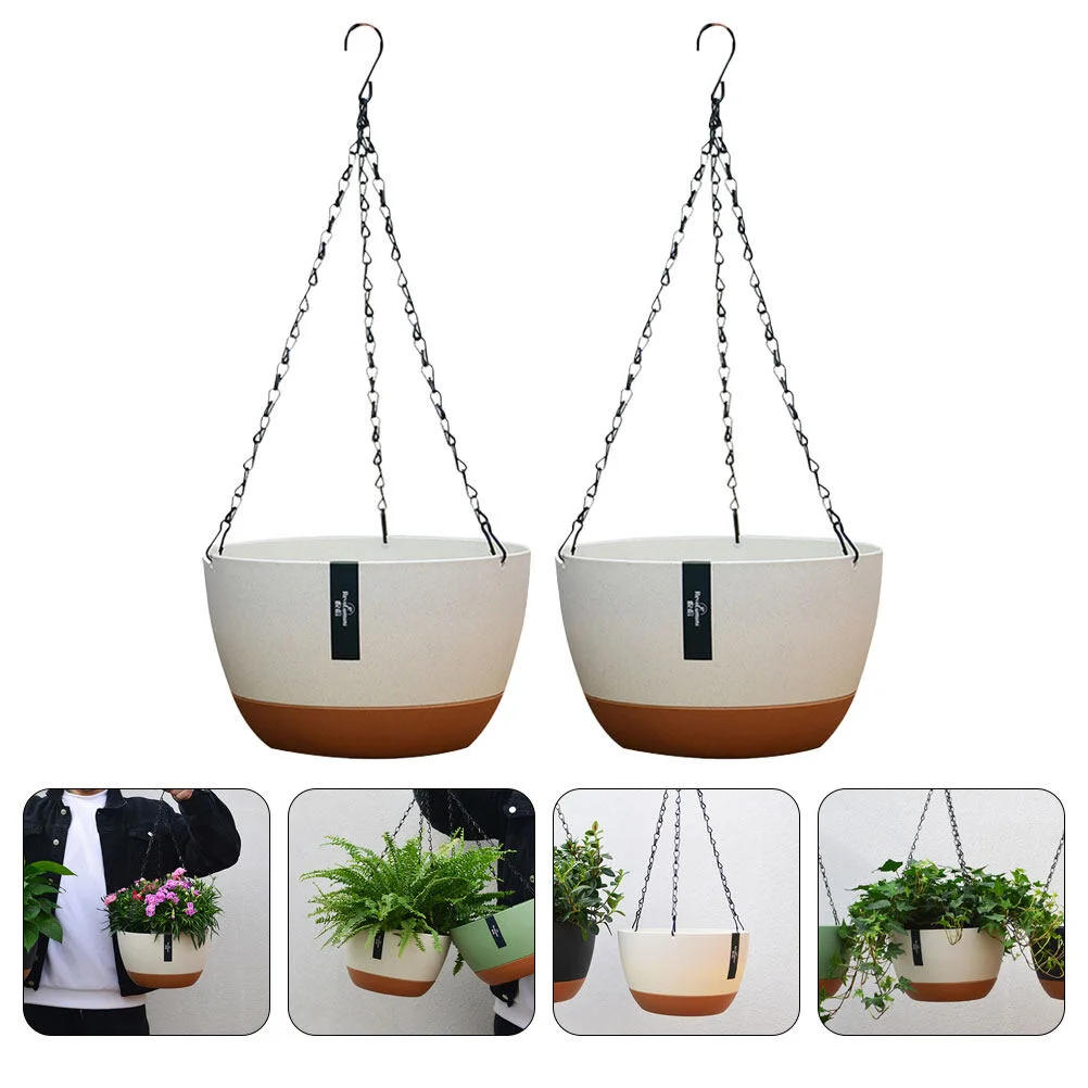 

2 Sets Large Hanging Basket Planter Wall Planting Container Outdoor Flower Pots Balcony Holder Indoor Hydroponic Basin