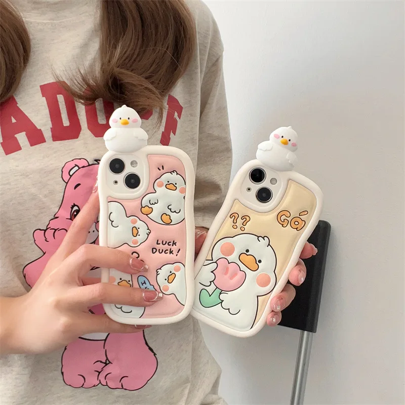 

Cute Flower Stereo Duck Phone Case Cover for IPhone 14 Plus 11 12 13 14 Pro Max Shockproof Cases for IPhone 14 Case