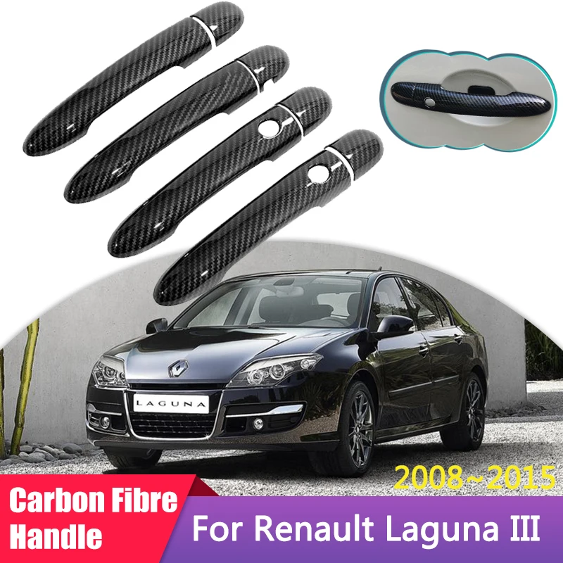 

for Renault Laguna III MK3 X91 2008~2015 2009 2010 Carbon Fiber Outer Door Handle Cover Car Decoration Accessories Style Sticker