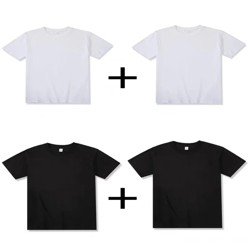 

Buy One Get One 200g Cotton Heavyweight Pure Cotton Round Neck Inner Wear T-shirt Short Sleeve T-shirt Men's and Women's Wide Pi