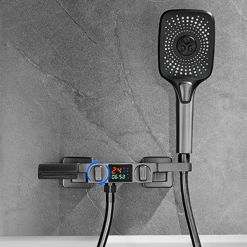 Латунный Смеситель для ванны с цифровым дисплеем смеситель душа Водопад