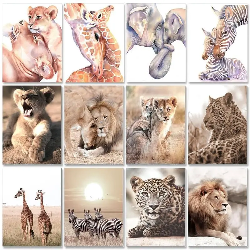 

Diy Oil Painting By Numbers Kit Lion Animals Painting Handpainted Art Wall Bedroom Living Room Home Kids Room Decoration Gift