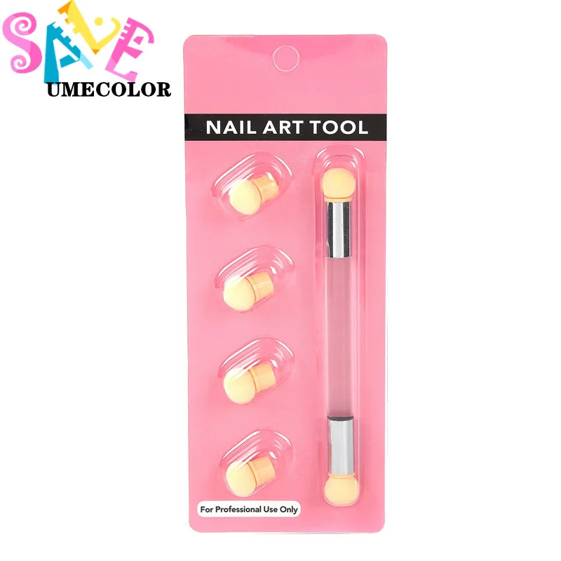 

Губка для ногтей, градиентная ручка, двойная кисть для головокружения, набор инструментов для начинающих, ручка для тыкания, румяна, губка д...