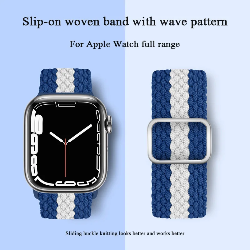 Nylon Strap For Apple Watch 8 7 Band 45mm 41mm Adjustable Woven Wristband 44mm 40mm 42mm Smartwatch Band for Iwatch 6 5 3 2 SE