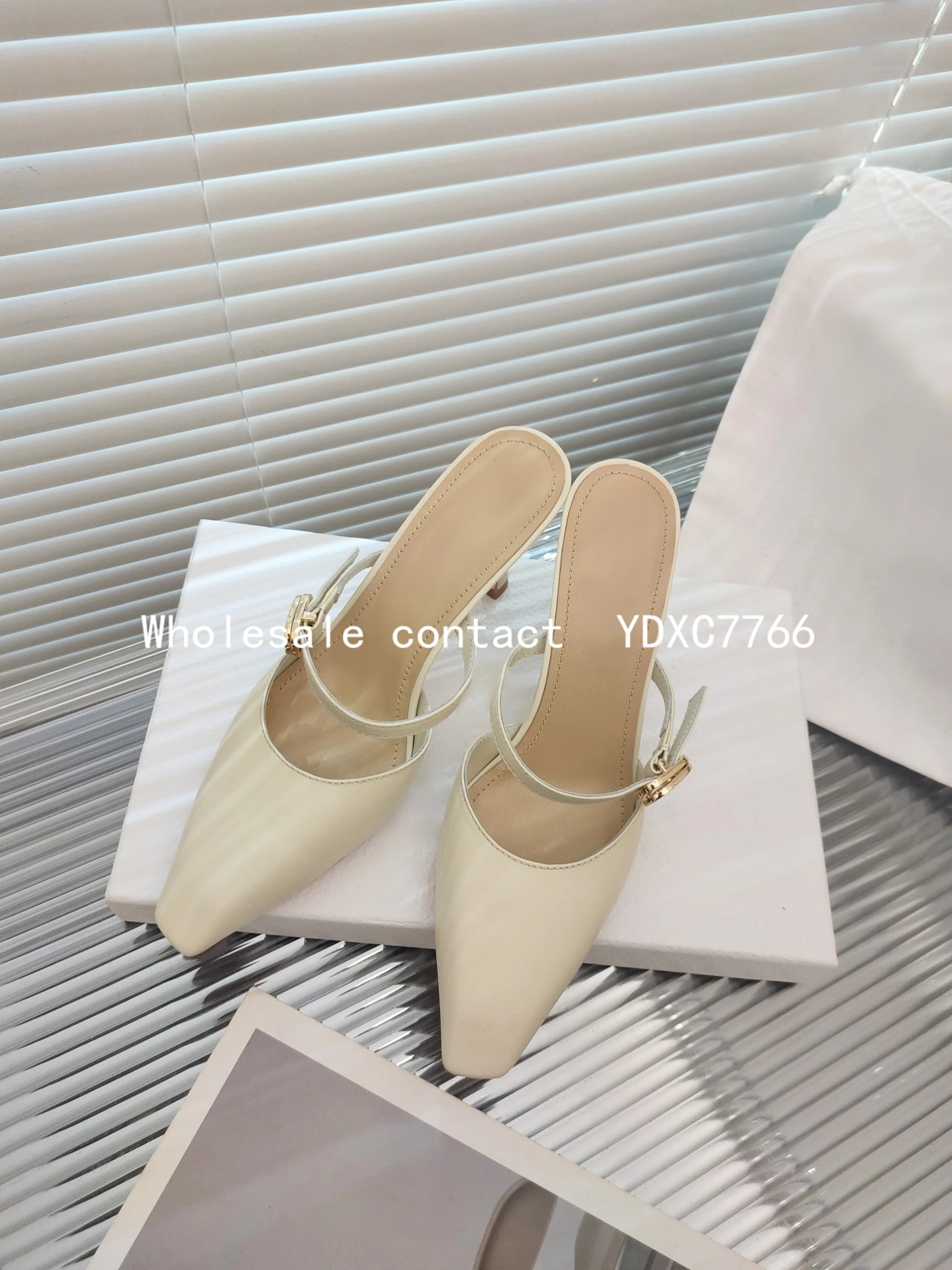 New style Baotou semi slippers women's 2022 summer fashion Korean version European and American sexy pointed high heels sandals