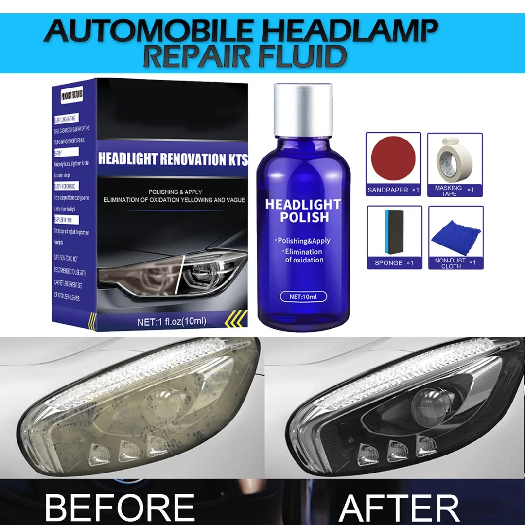 

10/30ml Car Headlight Repair Kit Polishing Restoration Agent Headlamp Maintenance Refurbished Tools Auto Cleaning Accessories