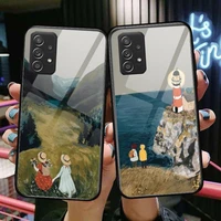 cartoon scenery girl tempered glass case phone for samsung galaxy a51 a71 a60 a70s a70 a80 a21s a41 a20e a50 a30s 5g a32 a40s a2