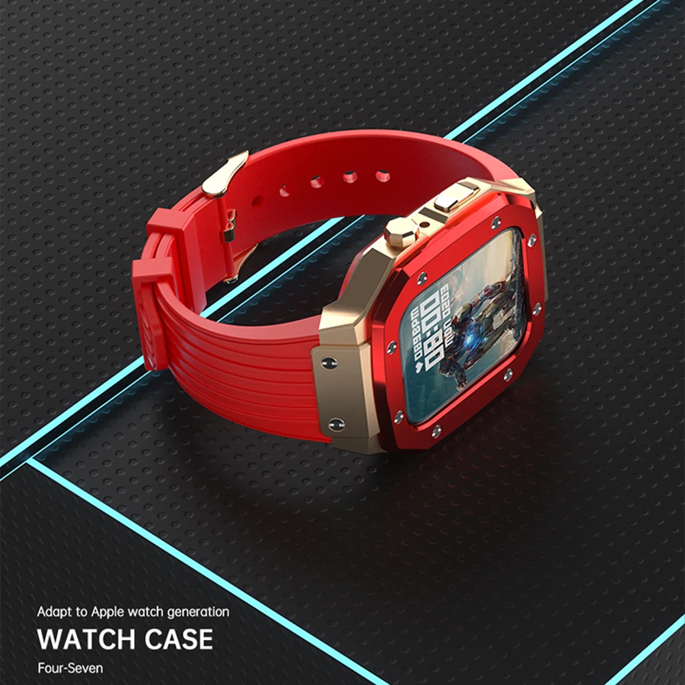 Case+Strap For Apple Watch Series 8 7 6 5 SE Metal Protective Case Band For iWatch Correa 45mm 44mm Bracelet Silicone Watchband