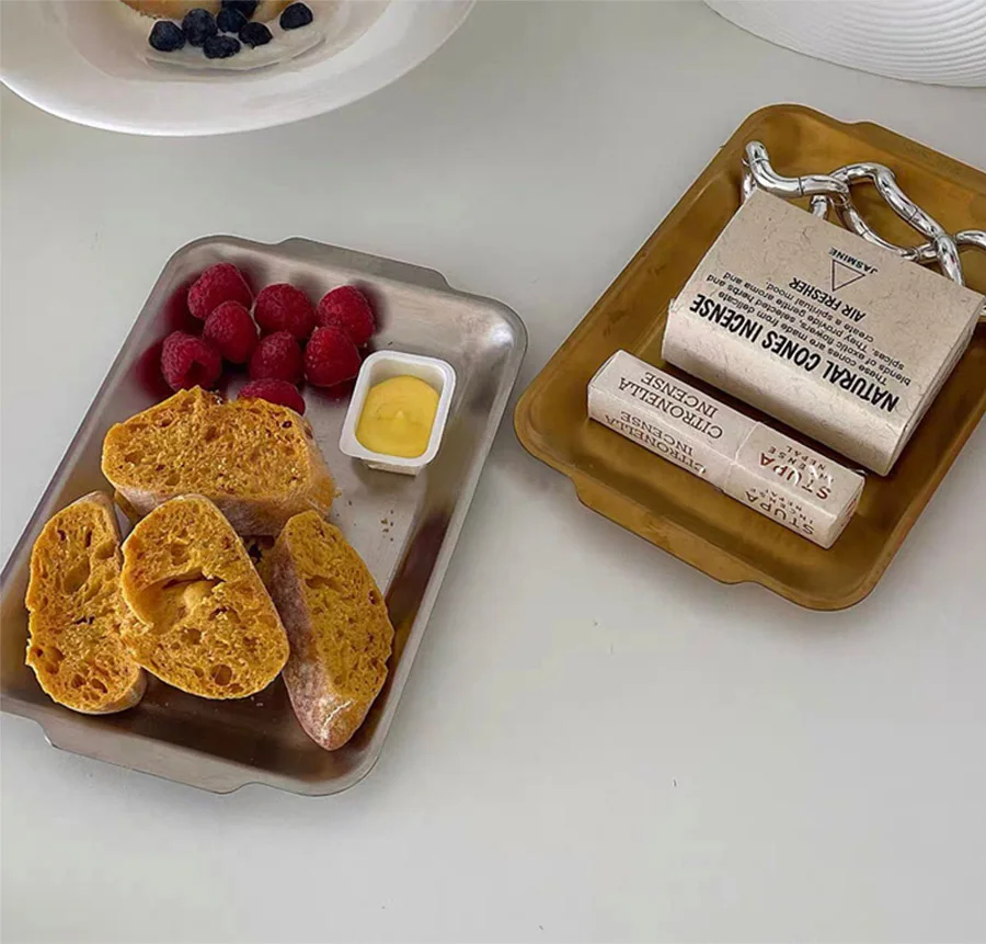 

Простой металлический поднос в стиле ретро, фотореквизит для выпечки, фруктов и еды, аксессуары для пикника в стиле Ins, украшение для дома