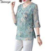 blouses chic printing shirt women fashion elegant slim 5xl long sleeve blouse female 2022 new mom casual summer tops