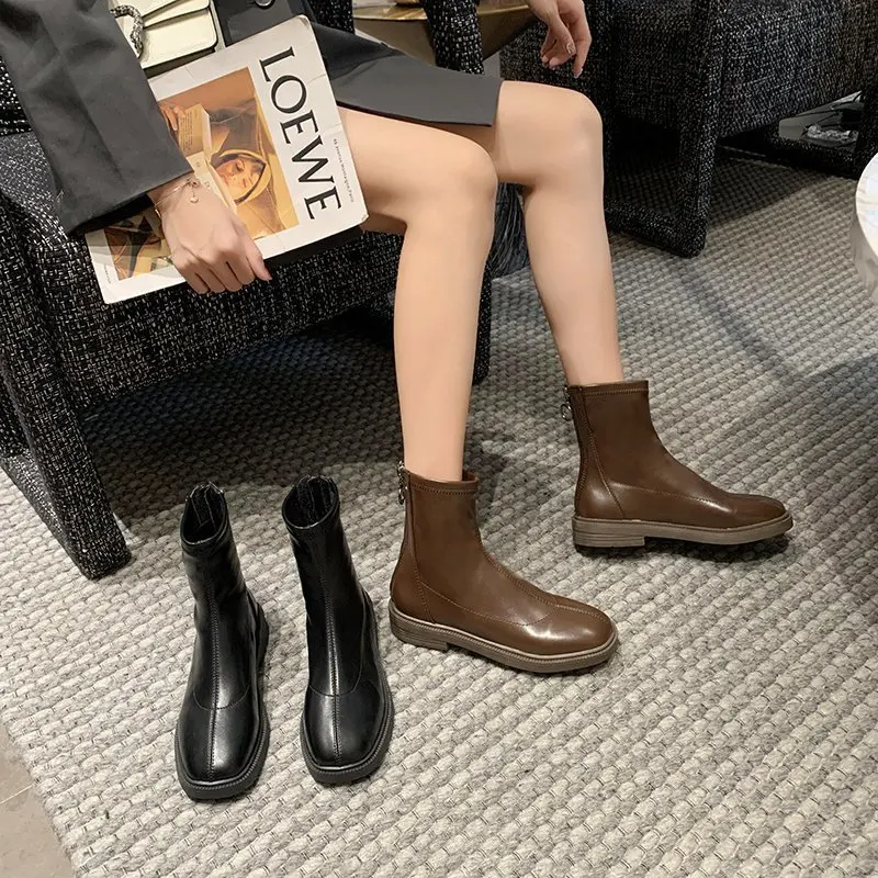 New Ankle Boots for Women Autumn Winter Woman Boots Retro Warm PU Leather Ladies Shoes Fashion Motorcycle Booties Casual Female