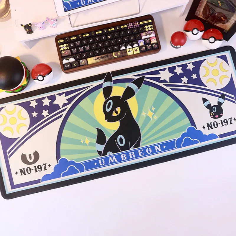 Фото Большой игровой коврик для мыши Pokémon Umbreon Espeon Leafeon в стиле ар-деко, противоскользящий, для геймеров и офиса №4