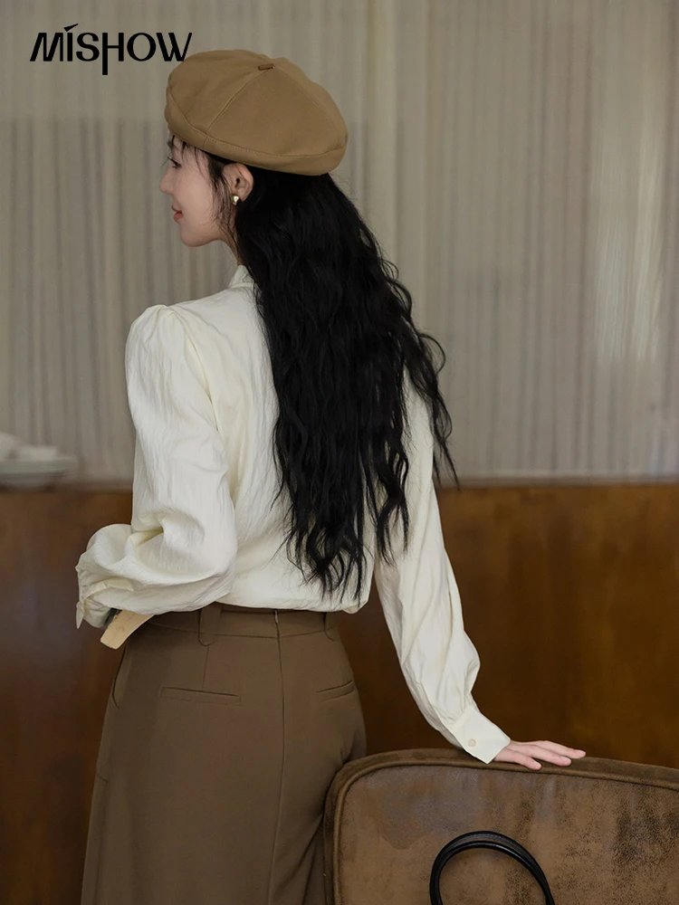 Женская рубашка с длинным рукавом и галстуком-бабочкой MXD42X1640