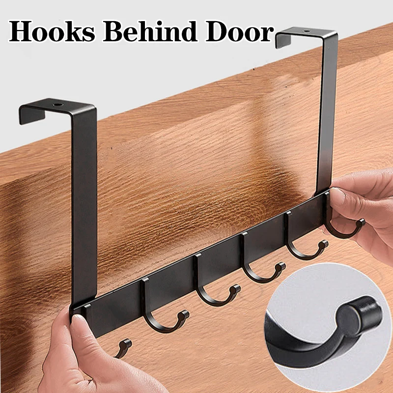 New Punch-free Hanger Hooks Door Behind Holder Bedroom Organizer Storage Clothes Hanger Coat Hook Bathroom Kitchen Accessories