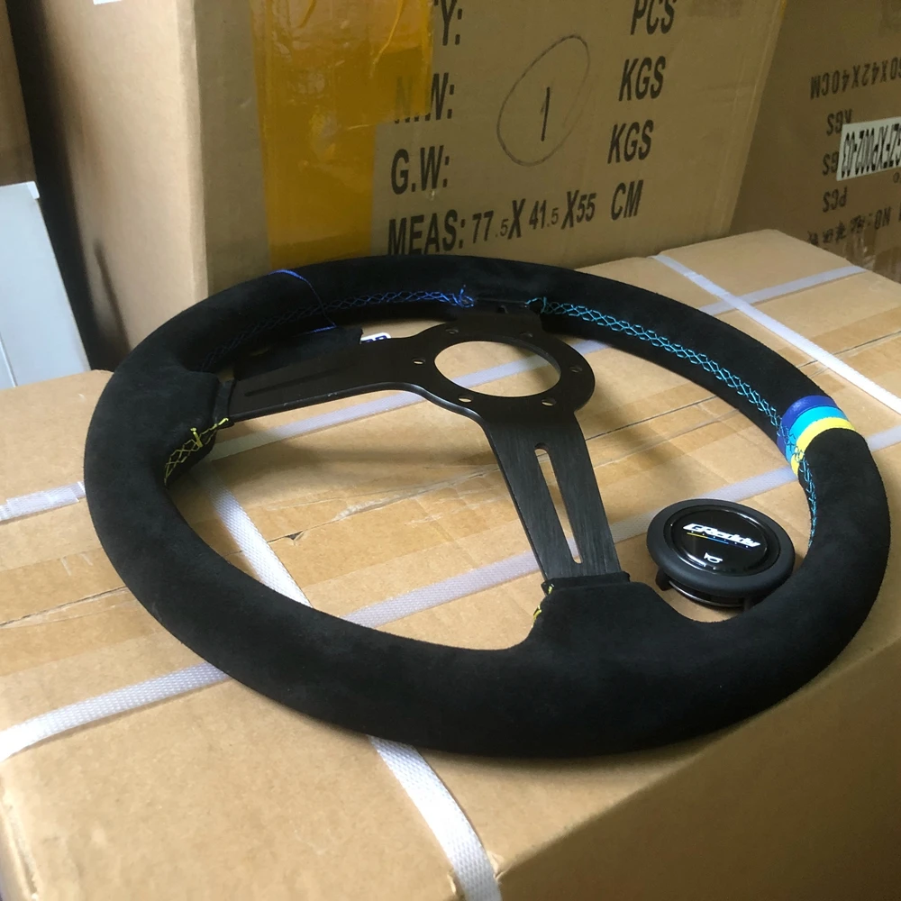 14-дюймовый руль JDM Racing Greddy Rally Drift замшевый кожаный Volantes для VW BMW Toyota Honda