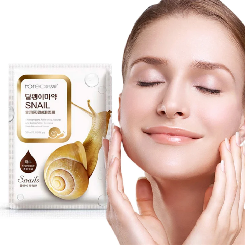 

10Pcs/Lot Snail Essence Facial Mask Skin Care Face Mask Whitening Hydrating Moisturizing Mask korean Tender Skin and Soft Skin