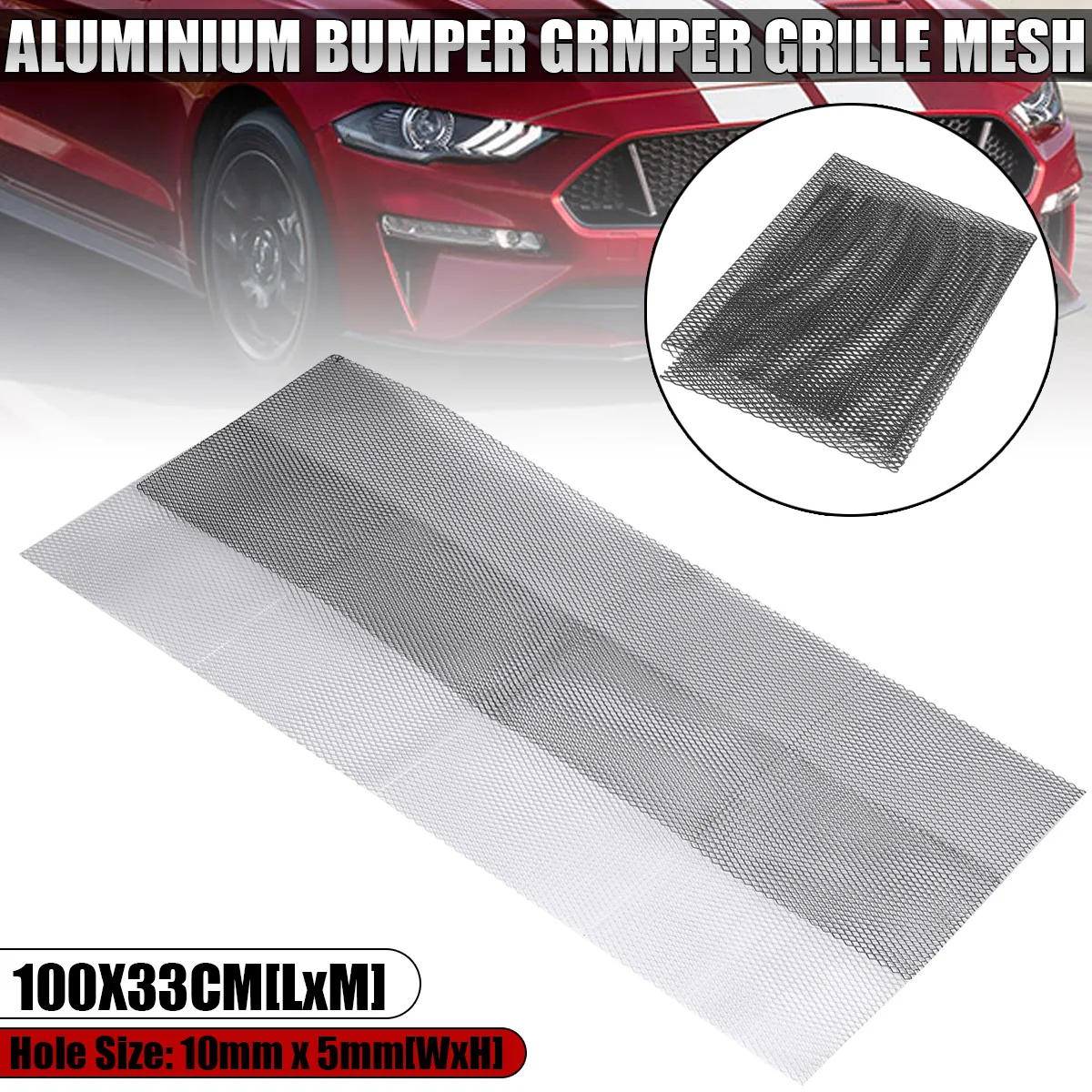 

Black Silver 100x33cm Aluminium Racing Car Bumper Grille Grill Mesh Net Vent Tuning Universal Protector Home Garden