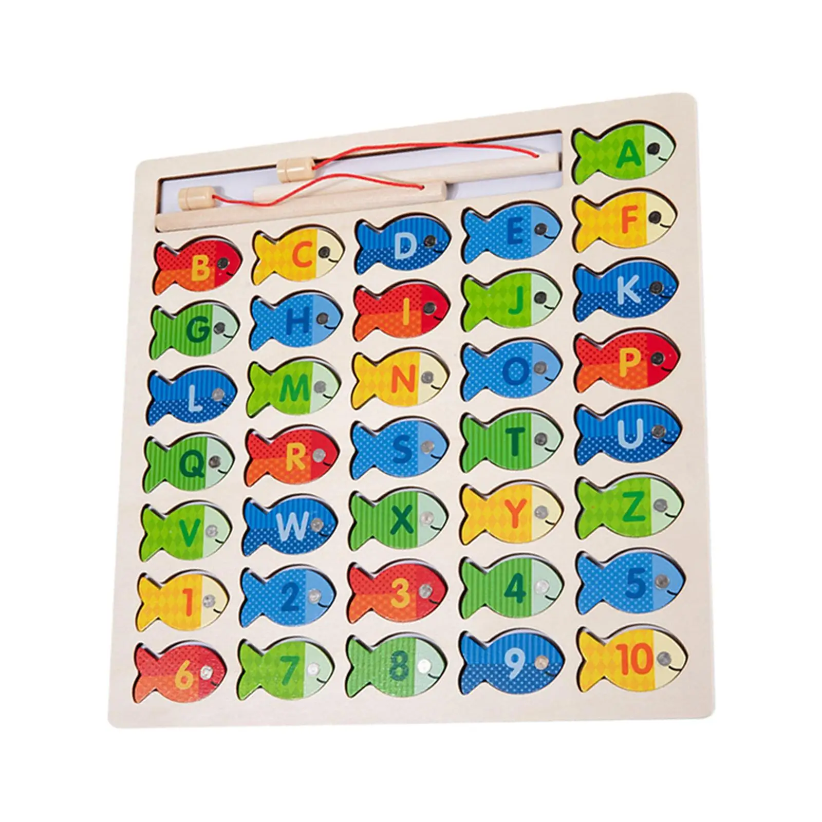 

Magnetic Fishing Game Toy Fine Motor Skill with Fishing Poles Alphabet Abc Counting Math Fish Catching for 3 4 5 Years Old Kids