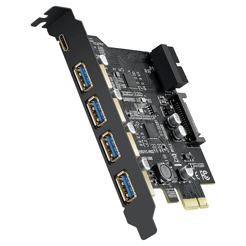 

Карта PCI-E-USB 3,0 типа A (4) и типа C (1), 5 портов USB 3,1, USB Gen1 PCI Express, полоса пропускания карты до 5 Гбит/с